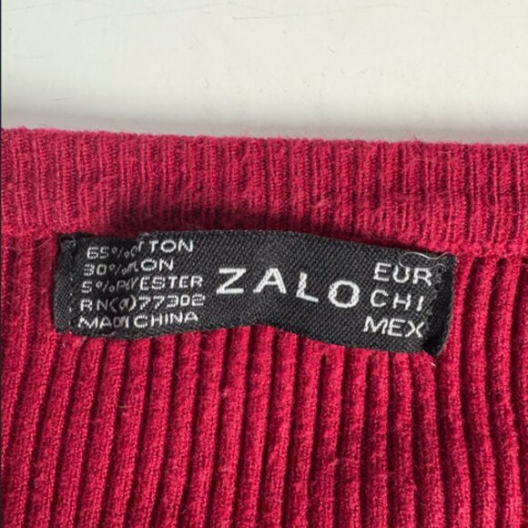 Zalo Ribbed Knit Off-Shoulder Top, Size Small, Burgundy Red - Picture 2 of 3